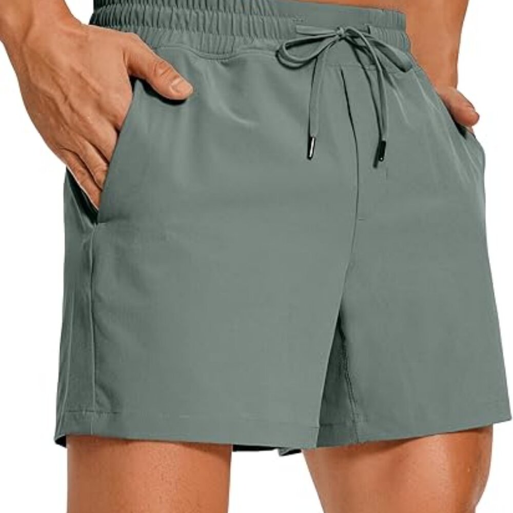 CRZ YOGA Men's Workout Shorts - 5'' Lightweight Quick Dry for Running Sage Green